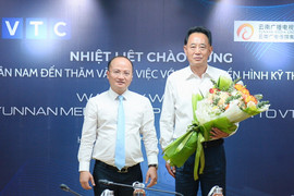 Giám đốc Đài Truyền hình KTS VTC Trần Đức Thành tiếp đoàn Đài PTTH Vân Nam