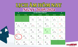 Lịch âm 20/5 - Âm lịch hôm nay 20/5 chính xác nhất - lịch vạn niên 20/5/2024