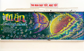 Tranh bảng chia tay tuổi học trò ở An Giang 'sốt' khắp các mạng xã hội