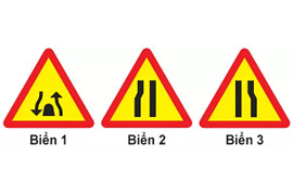 Lái xe phải giảm tốc độ, nhường đường cho xe đi ngược chiều khi gặp biển nào?