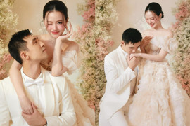 Midu tung bộ ảnh cưới đẹp như cổ tích, chồng thiếu gia quỳ gối hôn tay