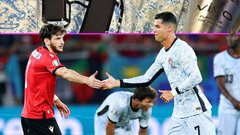 Ronaldo tặng áo cho ngôi sao ghi bàn giúp Gruzia thắng Bồ Đào Nha