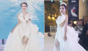 Hoa khôi Trà My lần đầu sải bước trên sàn diễn thời trang quốc tế