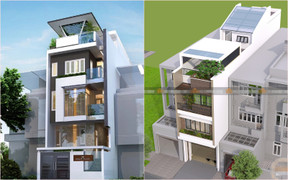 Mẫu nhà phố với thiết kế lệch tầng đẹp và hiện đại