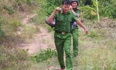 Công an dùng cáng võng cứu 2 người đàn ông bị hàng trăm con ong đốt