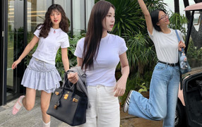 Cách phối trang phục để làm mới áo thun trắng