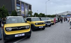 VinFast bàn giao xe VF 3 cho khách, nhiều người xếp hàng chờ lái thử