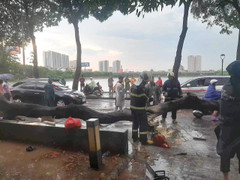 Hà Nội mưa trắng trời, cây xanh gãy đổ, đè người đi đường tử vong