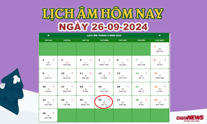 Lịch âm 26/9 - Âm lịch hôm nay 26/9 chính xác nhất - lịch vạn niên 26/9/2024