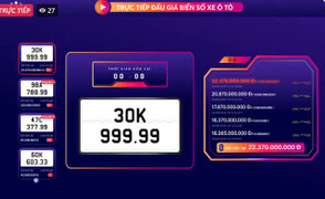 Biển số siêu đẹp 30K-999.99 trúng đấu giá hơn 22 tỷ đồng sau 2 lần bị bỏ cọc