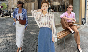 Biến hóa cùng trang phục họa tiết kẻ sọc trong những ngày thu