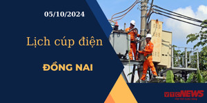 Lịch cúp điện hôm nay ngày 5/10/2024 tại Đồng Nai