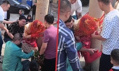 Nhóm bạn chú rể trói cô dâu vào cột điện để mua vui gây phẫn nộ
