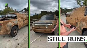 Kỳ tích xe điện bị lũ cuốn trôi, ngập trong bùn vẫn hoạt động bình thường