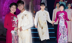 MC Thảo Vân và con trai trình diễn áo dài