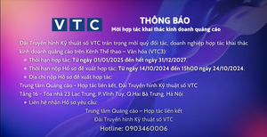 Mời hợp tác khai thác kinh doanh quảng cáo trên kênh VTC3