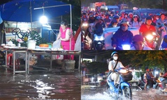 Triều cường đạt đỉnh khiến đường phố TP.HCM ngập, tắc nghẽn kéo dài