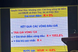 Mỏ cát ở Quảng Nam chốt giá 370 tỷ đồng sau 200 vòng đấu giá kéo dài 20 tiếng