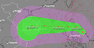 Bão Trami sẽ đạt cường độ cực đại khi tiến đến vùng biển quần đảo Hoàng Sa