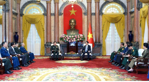 Chủ tịch nước Lương Cường tiếp Phó Chủ tịch Quân ủy Trung ương Trung Quốc