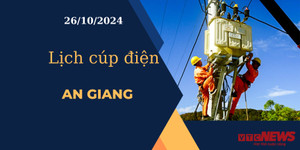Lịch cúp điện hôm nay ngày 26/10/2024 tại An Giang