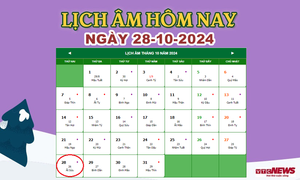 Lịch âm 28/10 - Âm lịch hôm nay 28/10 chính xác nhất - lịch vạn niên 28/10/2024