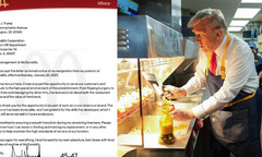 Con trai ông Trump dí dỏm đăng ảnh 'đơn nghỉ việc' của bố ở McDonald's