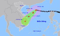 Bão số 7 mạnh cấp 14, hướng về vùng biển Quảng Trị đến Quảng Ngãi