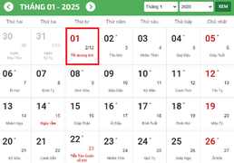 Tết Dương lịch 2025 được nghỉ mấy ngày?