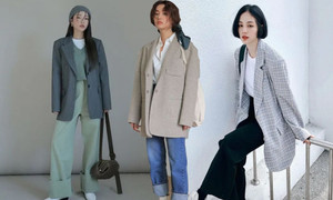 Cách phối áo blazer với quần ống rộng