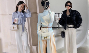 Cách phối đồ với quần trắng cạp cao