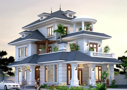 Mẫu nhà 3 tầng mái Thái hiện đại