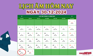 Lịch âm 30/12 - Âm lịch hôm nay 30/12 chính xác nhất - lịch vạn niên 30/12/2024