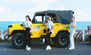 Thí sinh Hoa hậu Biển Việt Nam 2024 diễu hành bằng xe jeep