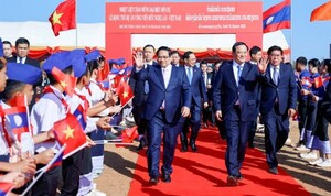 Thủ tướng hai nước Việt Nam và Lào dự lễ động thổ dự án công viên hữu nghị