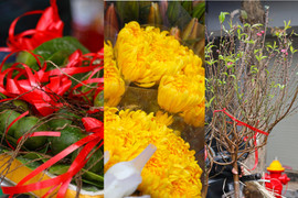 Người dân tất bật cúng Rằm tháng Chạp: Hoa tươi, đào cành, trầu cau đắt gấp đôi