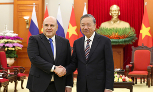 Tổng Bí thư Tô Lâm tiếp Thủ tướng Nga Mikhail Mishustin