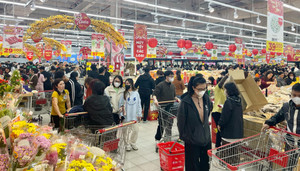 Siêu thị chật kín người mua sắm ngày cận Tết