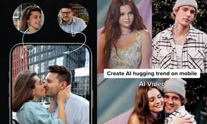 Trào lưu AI biến ảnh 2 người xa lạ thành video ôm hôn nhau