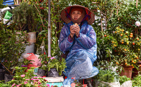 Người lao động ở Hà Nội trùm áo mưa, run rẩy mưu sinh trong giá rét 12°C