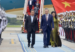 Indonesia bắn 7 loạt đại bác chào đón Tổng Bí thư Tô Lâm và Phu nhân