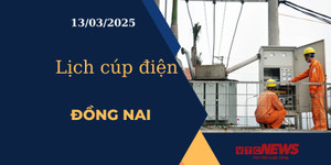 Lịch cúp điện hôm nay ngày 13/03/2025 tại Đồng Nai