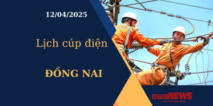 Lịch cúp điện hôm nay ngày 12/04/2025 tại Đồng Nai