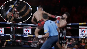 Cao thủ Muay Thái bị xử thua sau pha phi thân rồi ngã lộn cổ trên võ đài