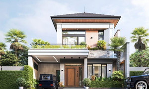 Mẫu nhà 2 tầng có gara ô tô hiện đại năm 2025