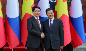 Chủ tịch nước Lương Cường hội đàm với Tổng Bí thư, Chủ tịch nước Lào