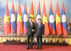 Chủ tịch nước Lương Cường Hội kiến Chủ tịch Quốc Hội Lào