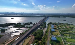 Diện mạo mới cầu lớn nhất Vành đai 3 sau hơn 2 năm thi công