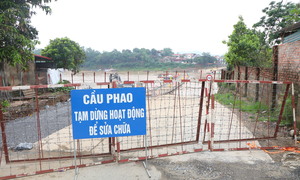 Tạm dừng cầu phao Phong Châu, Phú Thọ do nước sông Hồng dâng cao