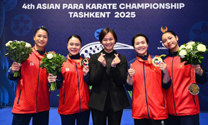 8 nữ võ sĩ Việt Nam giành 3 huy chương vàng karate châu Á